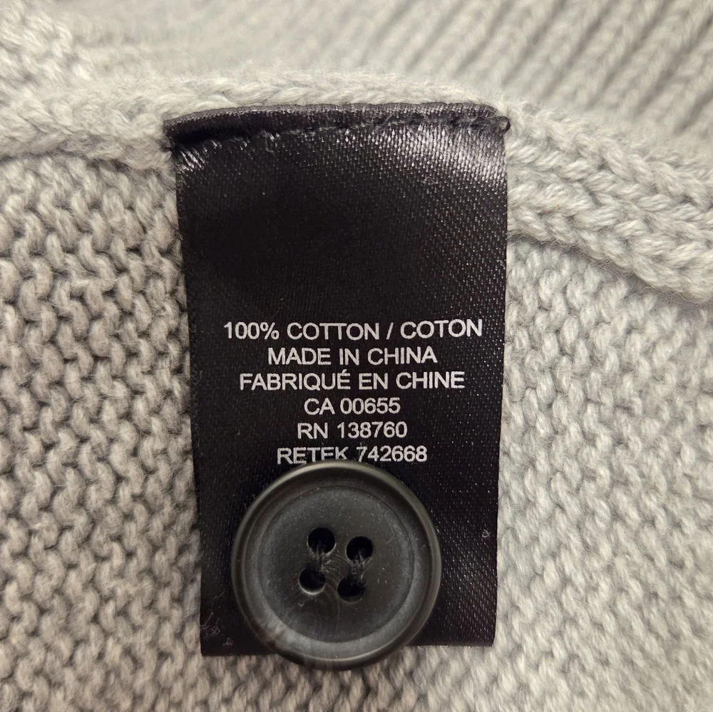 RW&CO Men’s Grey Knit Sweater XS 100% Cotton Slim Fit - Picture 7 of 8